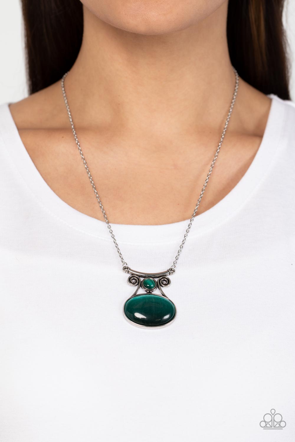 One DAYDREAM At A Time Green Cat's Eye Necklace - Paparazzi Accessories- lightbox - CarasShop.com - $5 Jewelry by Cara Jewels