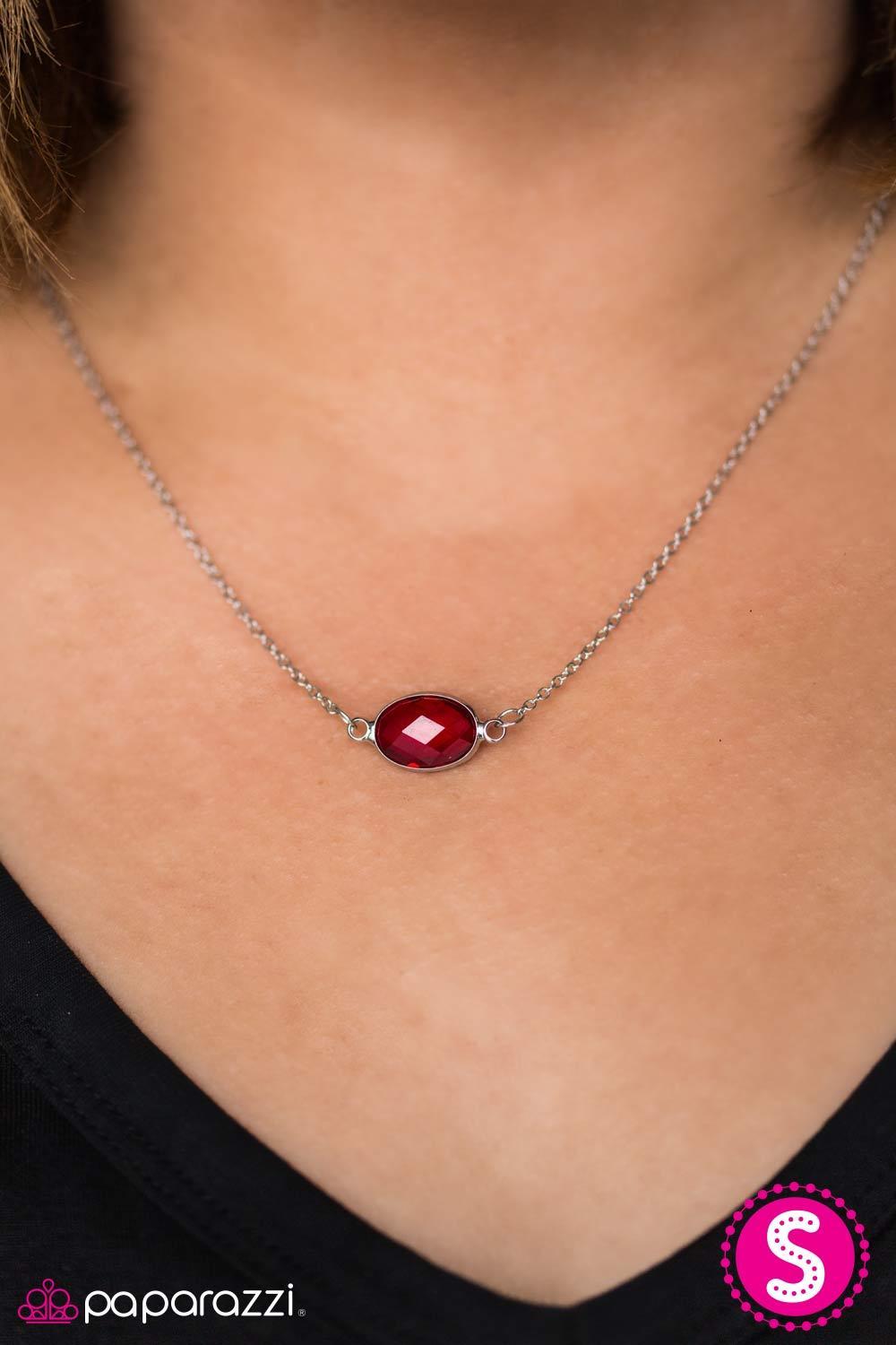 One In A Million Red Rhinestone Necklace - Paparazzi Accessories-CarasShop.com - $5 Jewelry by Cara Jewels