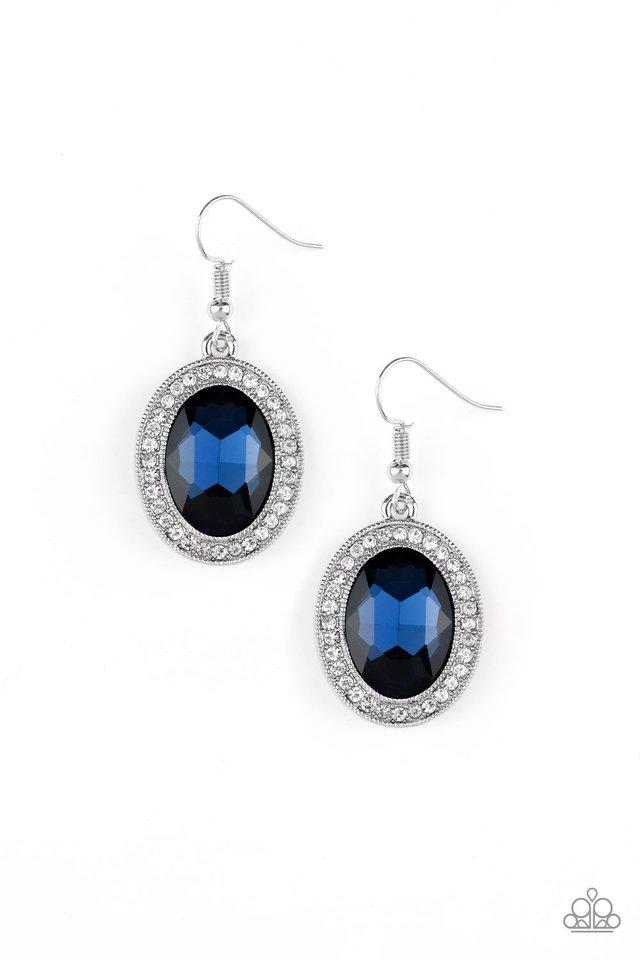 Only Fame In Town Sapphire Blue Gem Earrings - Paparazzi Accessories-CarasShop.com - $5 Jewelry by Cara Jewels