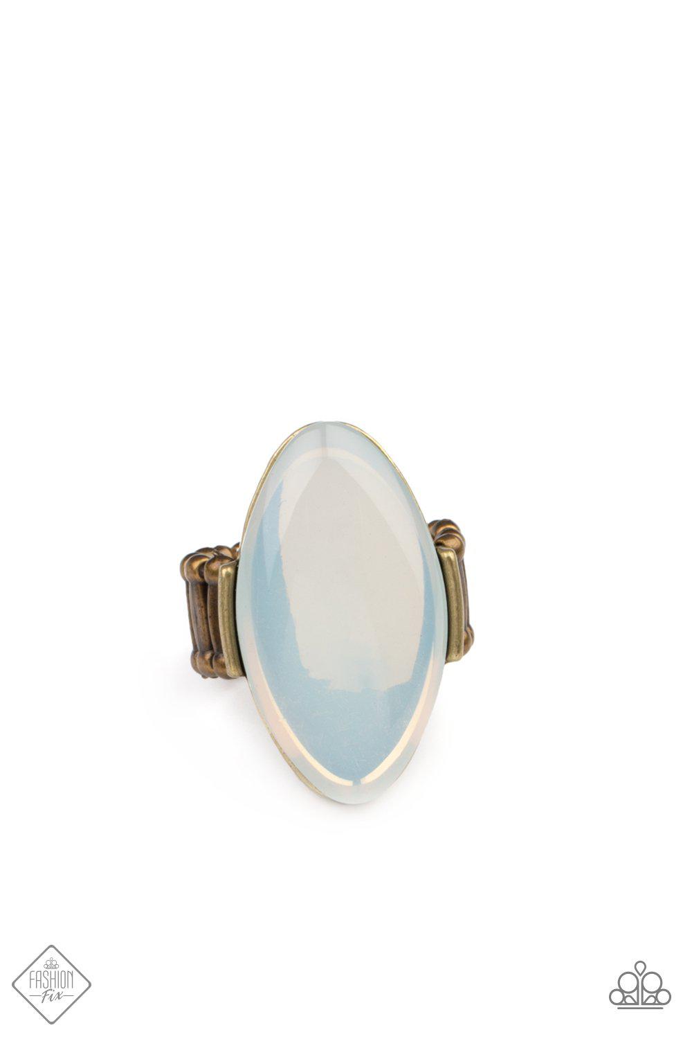 Opal Odyssey Brass and White Opal Ring - Paparazzi Accessories- lightbox - CarasShop.com - $5 Jewelry by Cara Jewels