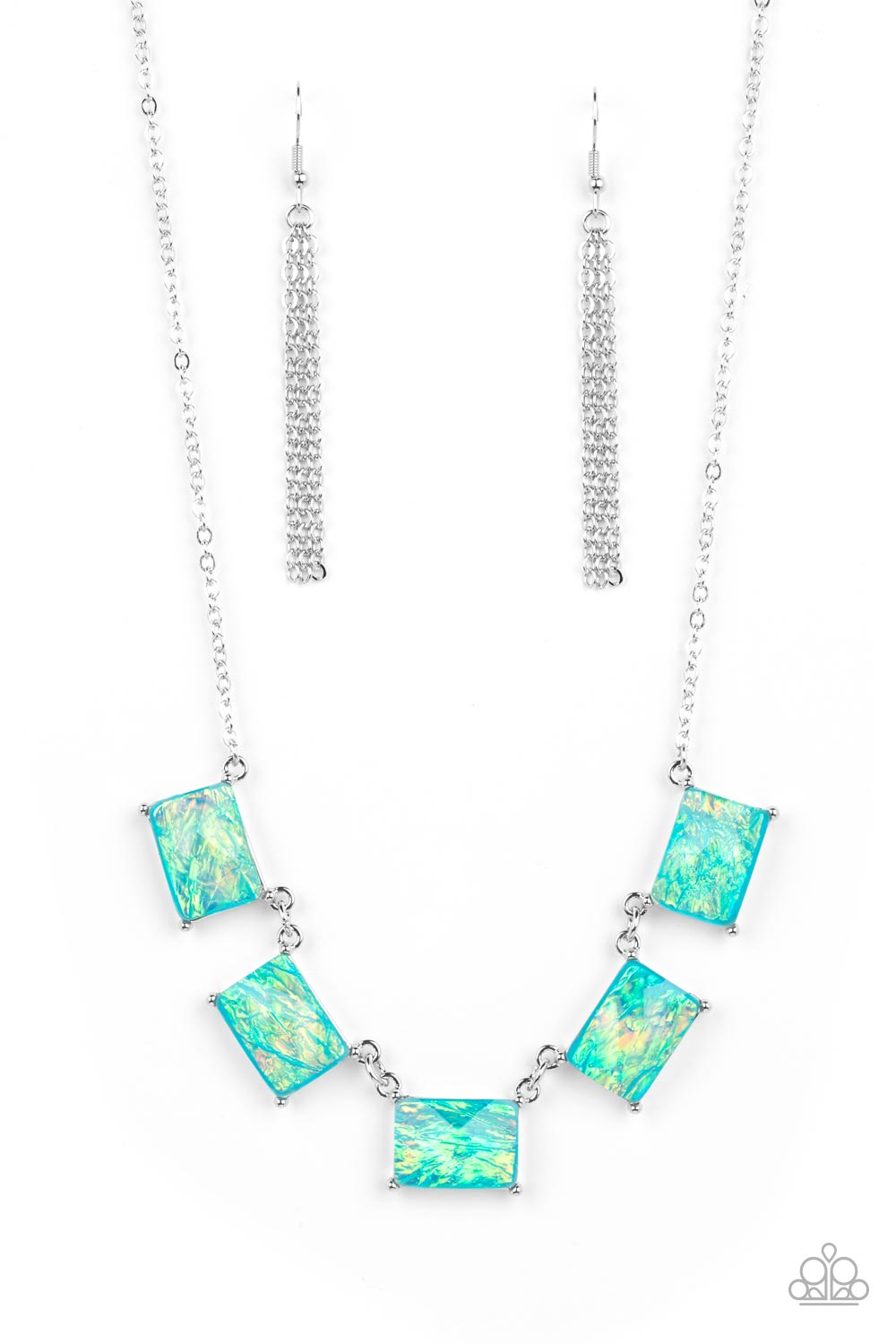 Opalescent Oblivion Blue Necklace - Paparazzi Accessories- lightbox - CarasShop.com - $5 Jewelry by Cara Jewels