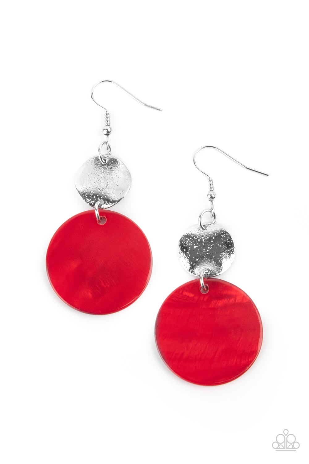 Opulently Oasis Red Shell-like Earrings - Paparazzi Accessories- lightbox - CarasShop.com - $5 Jewelry by Cara Jewels
