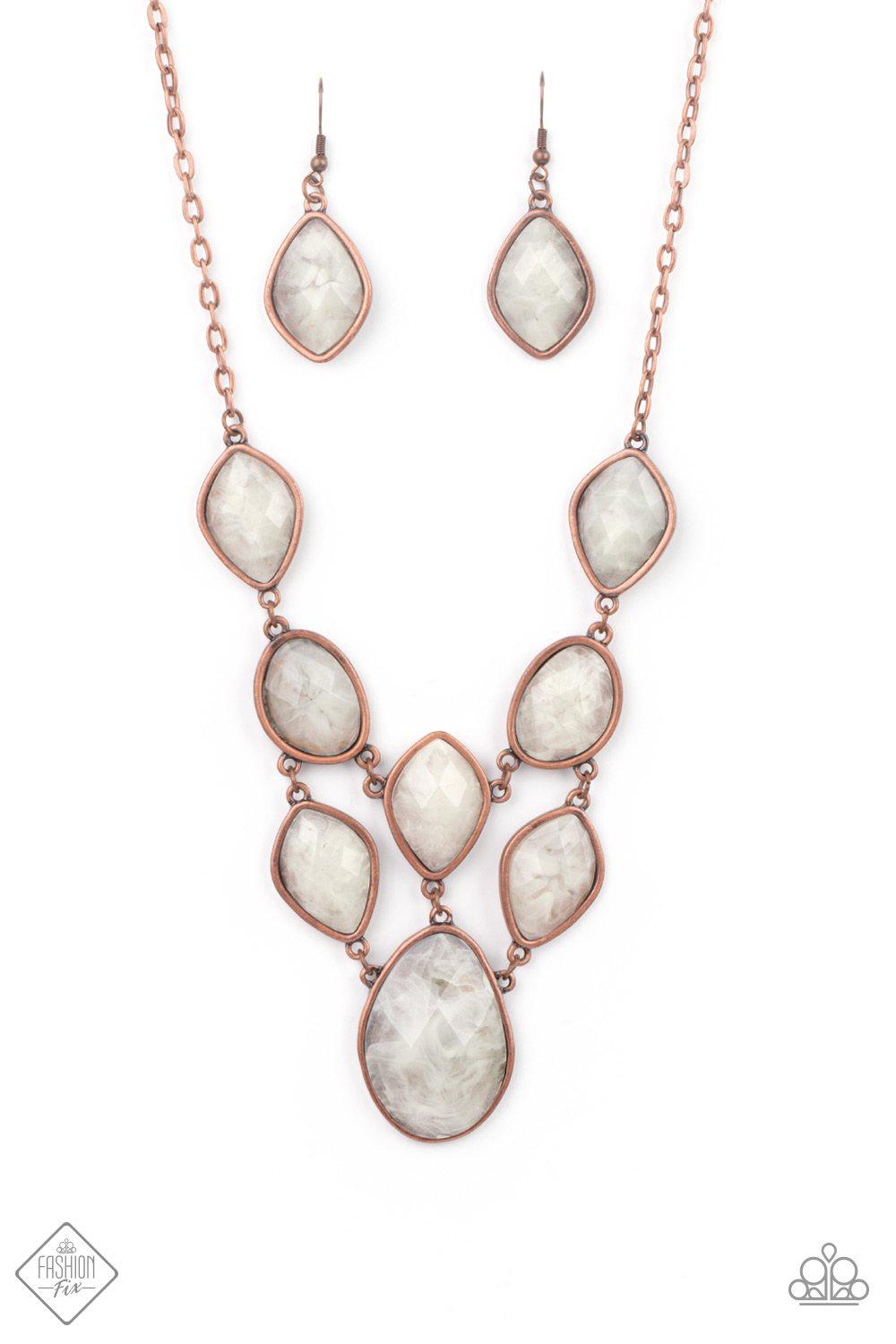 Opulently Oracle Copper and Cloudy Stone Necklace - Paparazzi Accessories - lightbox -CarasShop.com - $5 Jewelry by Cara Jewels