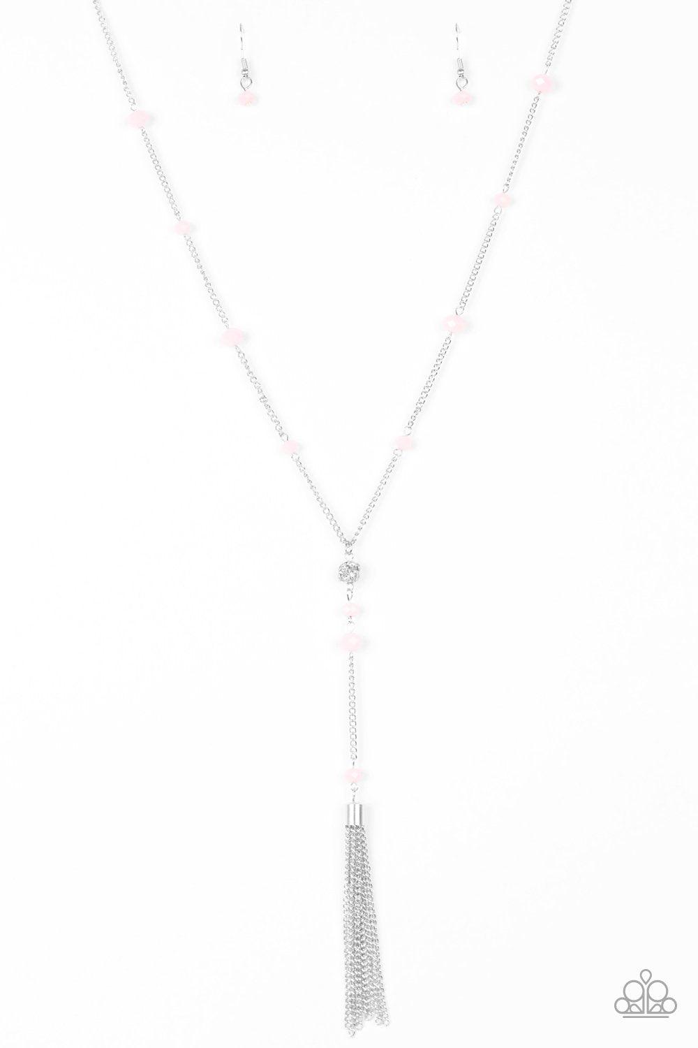Out All Night Pink and Silver Tassel Necklace - Paparazzi Accessories-CarasShop.com - $5 Jewelry by Cara Jewels