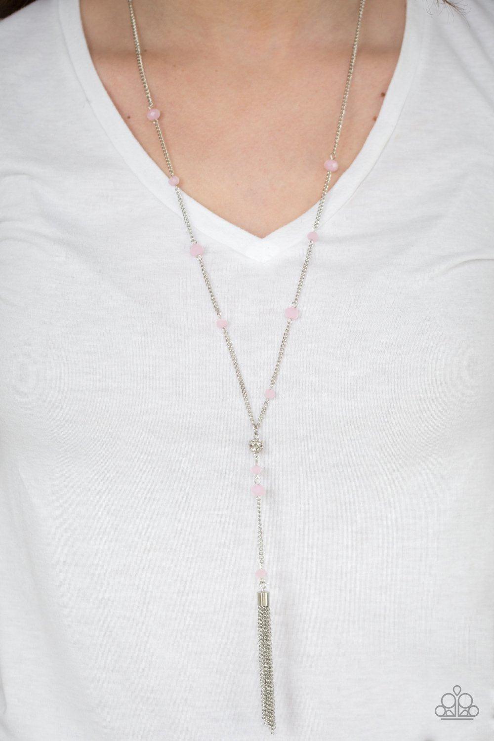 Out All Night Pink and Silver Tassel Necklace - Paparazzi Accessories-CarasShop.com - $5 Jewelry by Cara Jewels