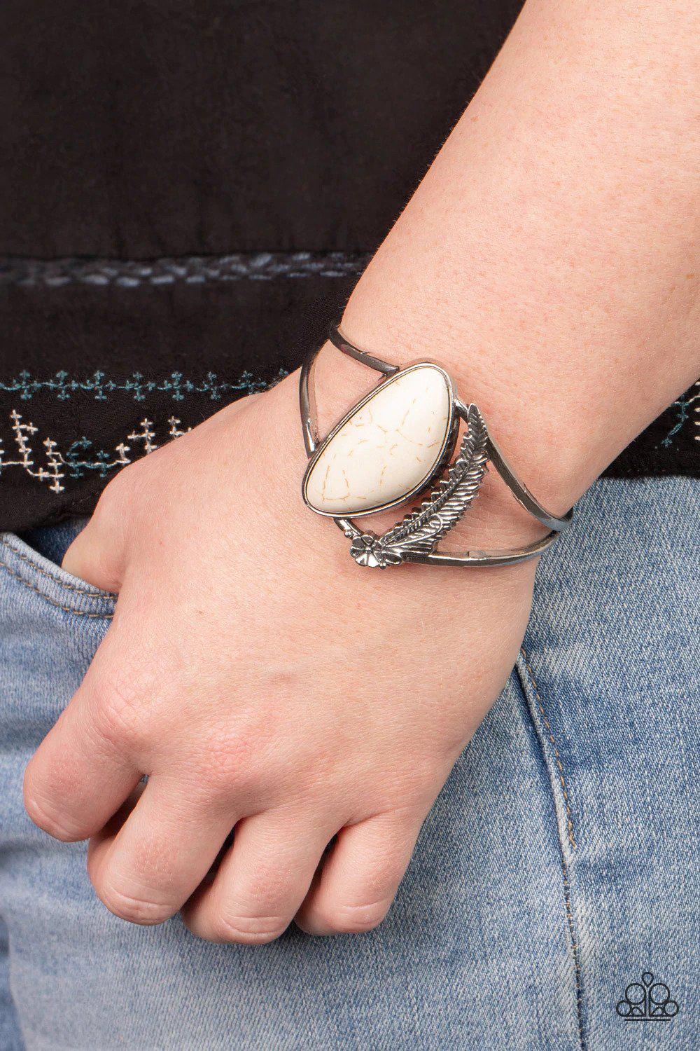 Out In The Wild White Bracelet - Paparazzi Accessories- on model - CarasShop.com - $5 Jewelry by Cara Jewels