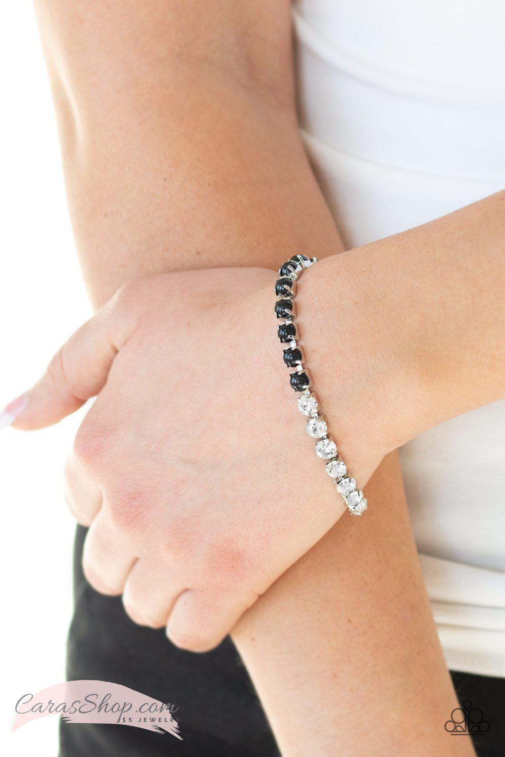 Out Like A SOCIALITE Black and White Bracelet - Paparazzi Accessories-CarasShop.com - $5 Jewelry by Cara Jewels