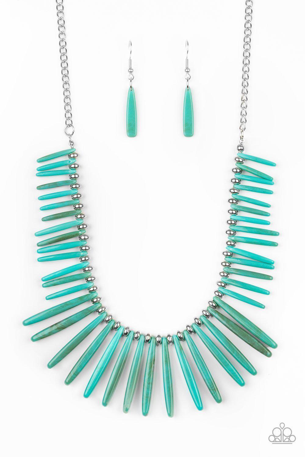 Out Of My Element Turquoise Blue Acrylic Necklace - Paparazzi Accessories LOTP Exclusive July 2020-CarasShop.com - $5 Jewelry by Cara Jewels