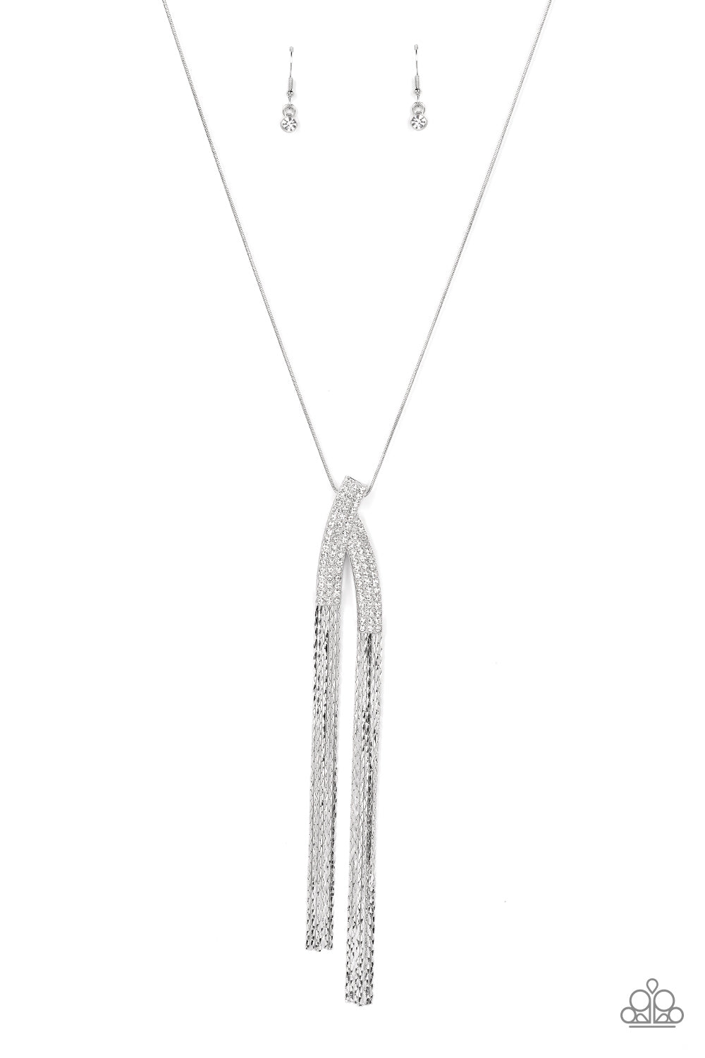 Out of the SWAY White Rhinestone Necklace - Paparazzi Accessories- lightbox - CarasShop.com - $5 Jewelry by Cara Jewels