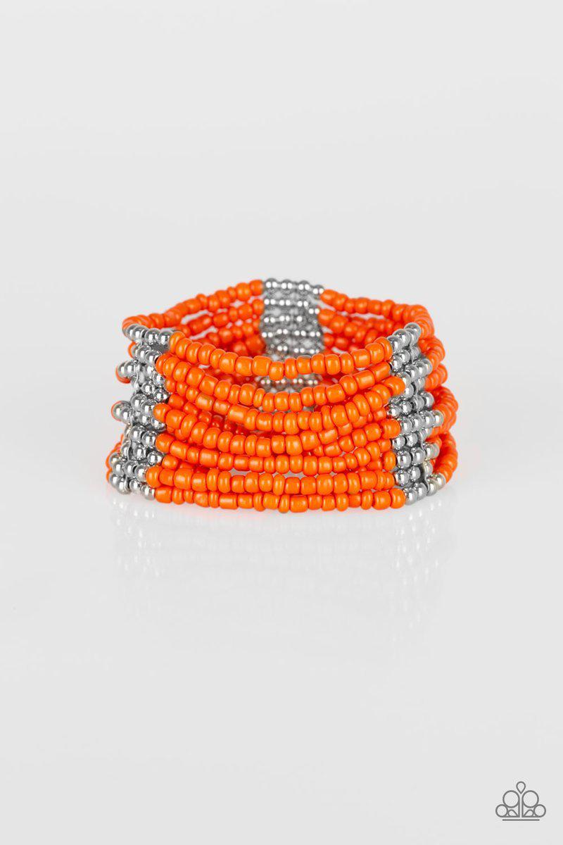 Outback Odyssey Orange Seed Bead Bracelet - Paparazzi Accessories-CarasShop.com - $5 Jewelry by Cara Jewels