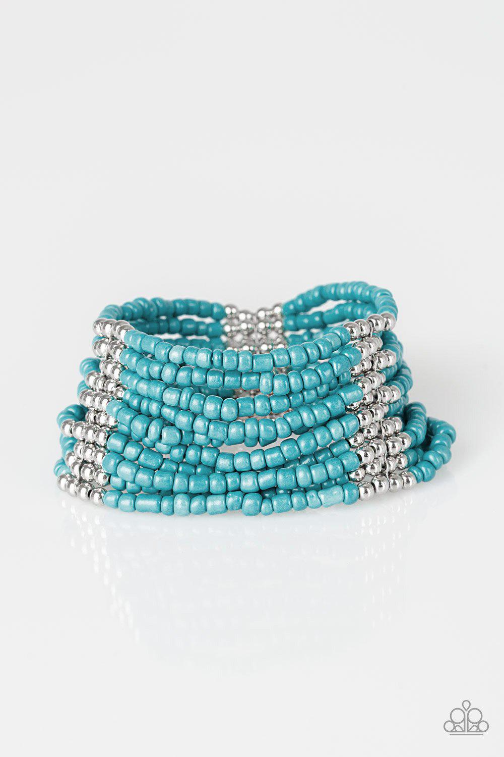 Outback Odyssey Turquoise Blue Seed Bead Bracelet - Paparazzi Accessories-CarasShop.com - $5 Jewelry by Cara Jewels
