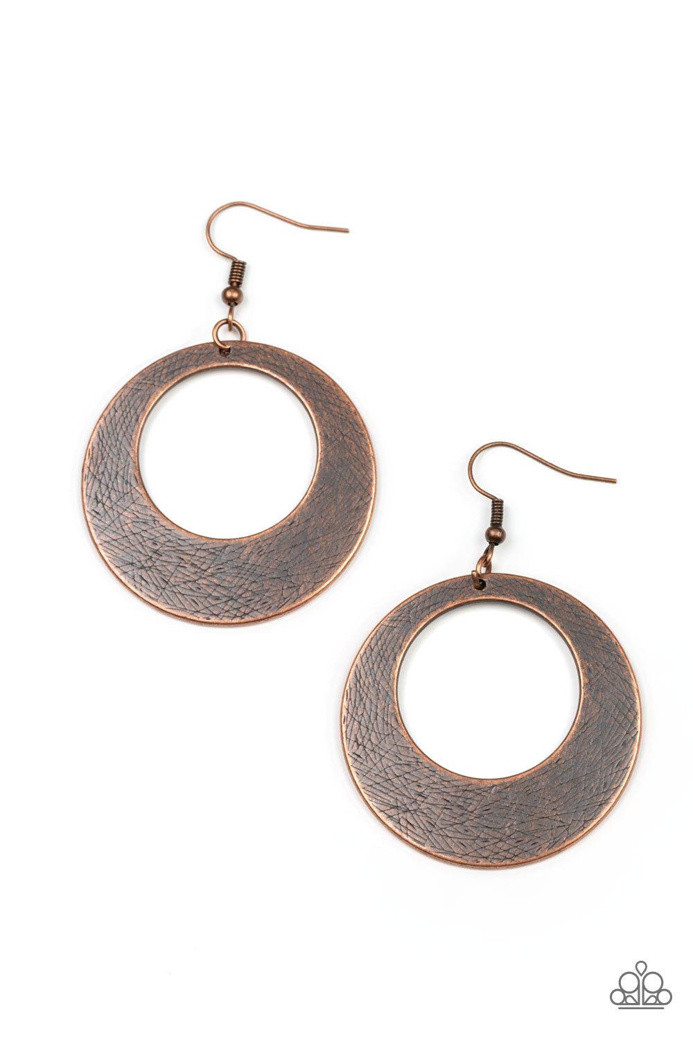 Outer Plains Copper Earrings - Paparazzi Accessories- lightbox - CarasShop.com - $5 Jewelry by Cara Jewels