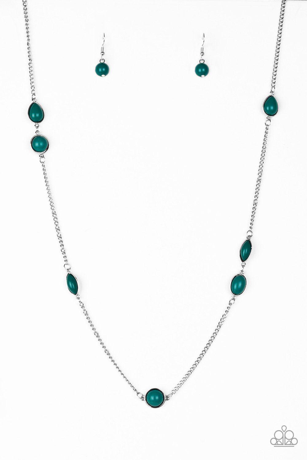Pacific Piers Green and Silver Necklace - Paparazzi Accessories - lightbox -CarasShop.com - $5 Jewelry by Cara Jewels