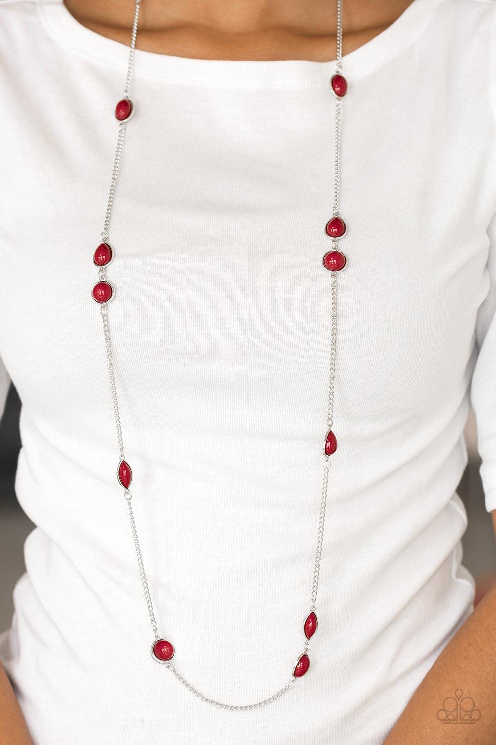 Pacific Piers Red Necklace - Paparazzi Accessories-on model - CarasShop.com - $5 Jewelry by Cara Jewels