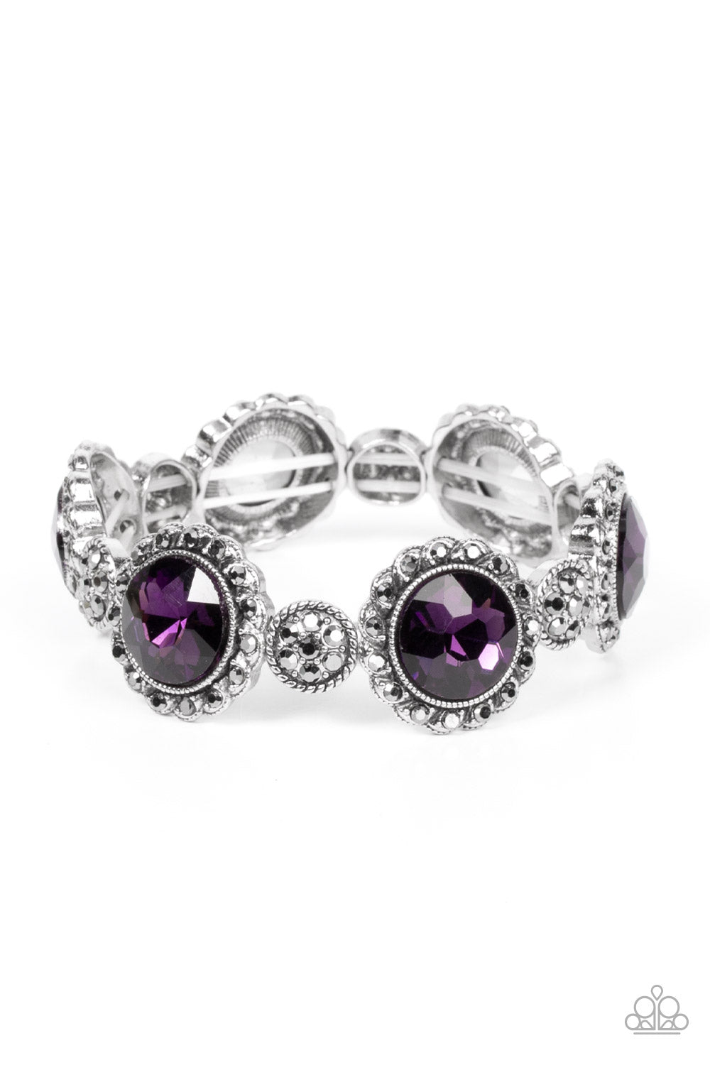 Palace Property Purple Rhinestone Bracelet - Paparazzi Accessories- lightbox - CarasShop.com - $5 Jewelry by Cara Jewels