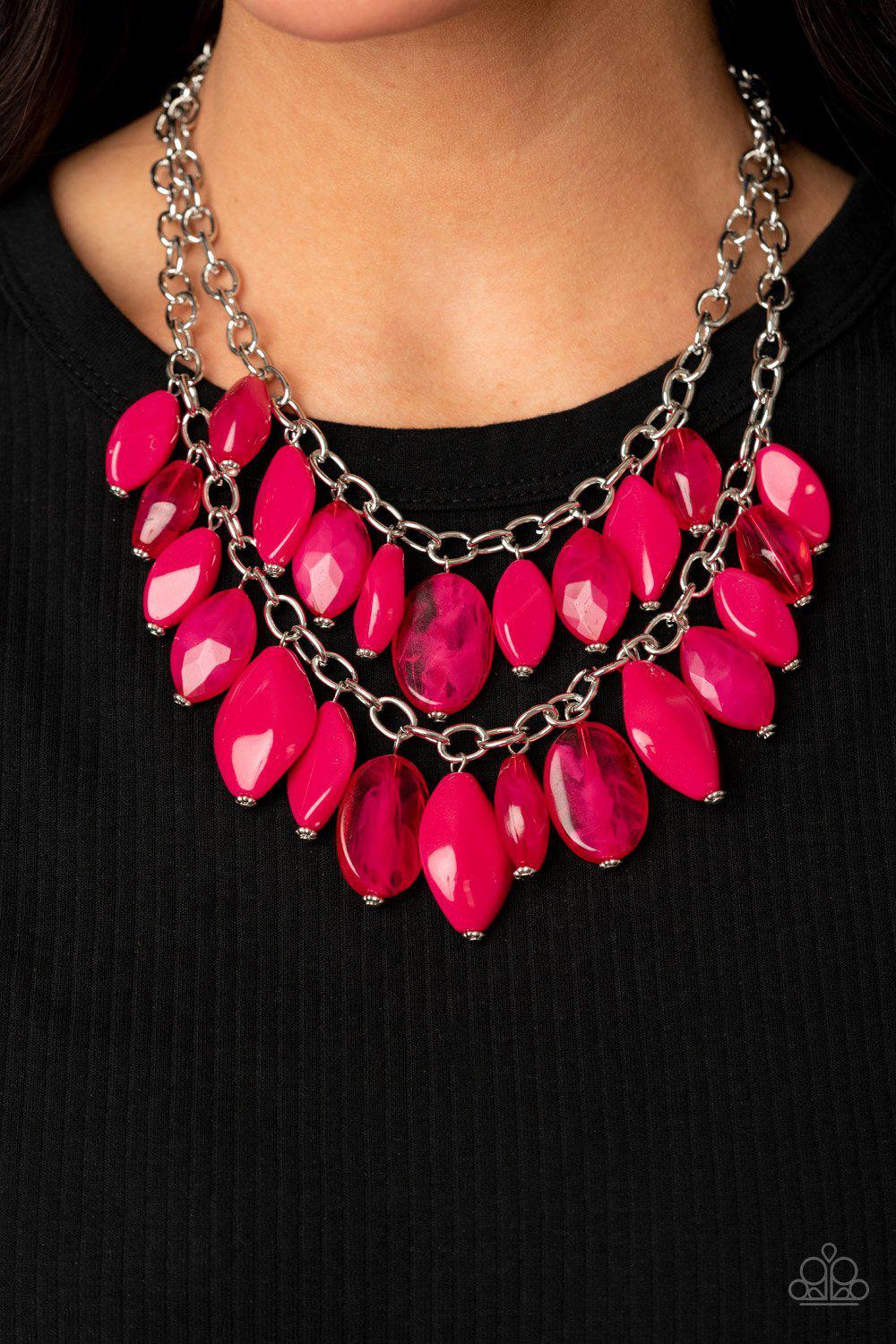 Palm Beach Beauty Pink Necklace - Paparazzi Accessories - lightbox -CarasShop.com - $5 Jewelry by Cara Jewels