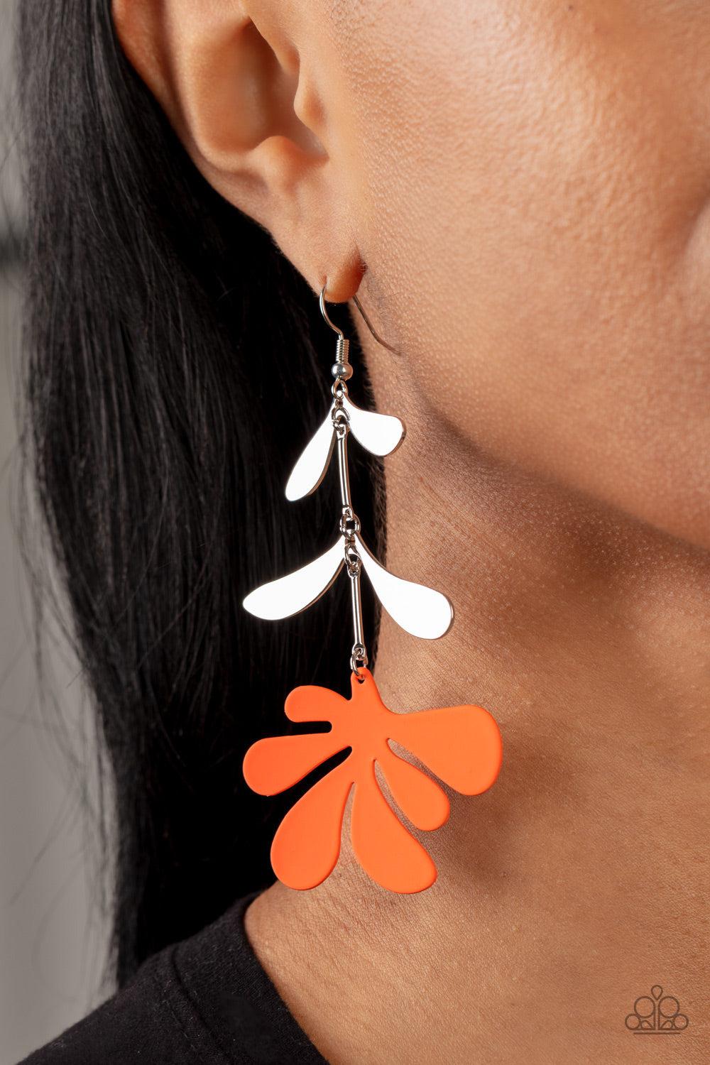 Palm Beach Bonanza Orange Earrings - Paparazzi Accessories-on model - CarasShop.com - $5 Jewelry by Cara Jewels