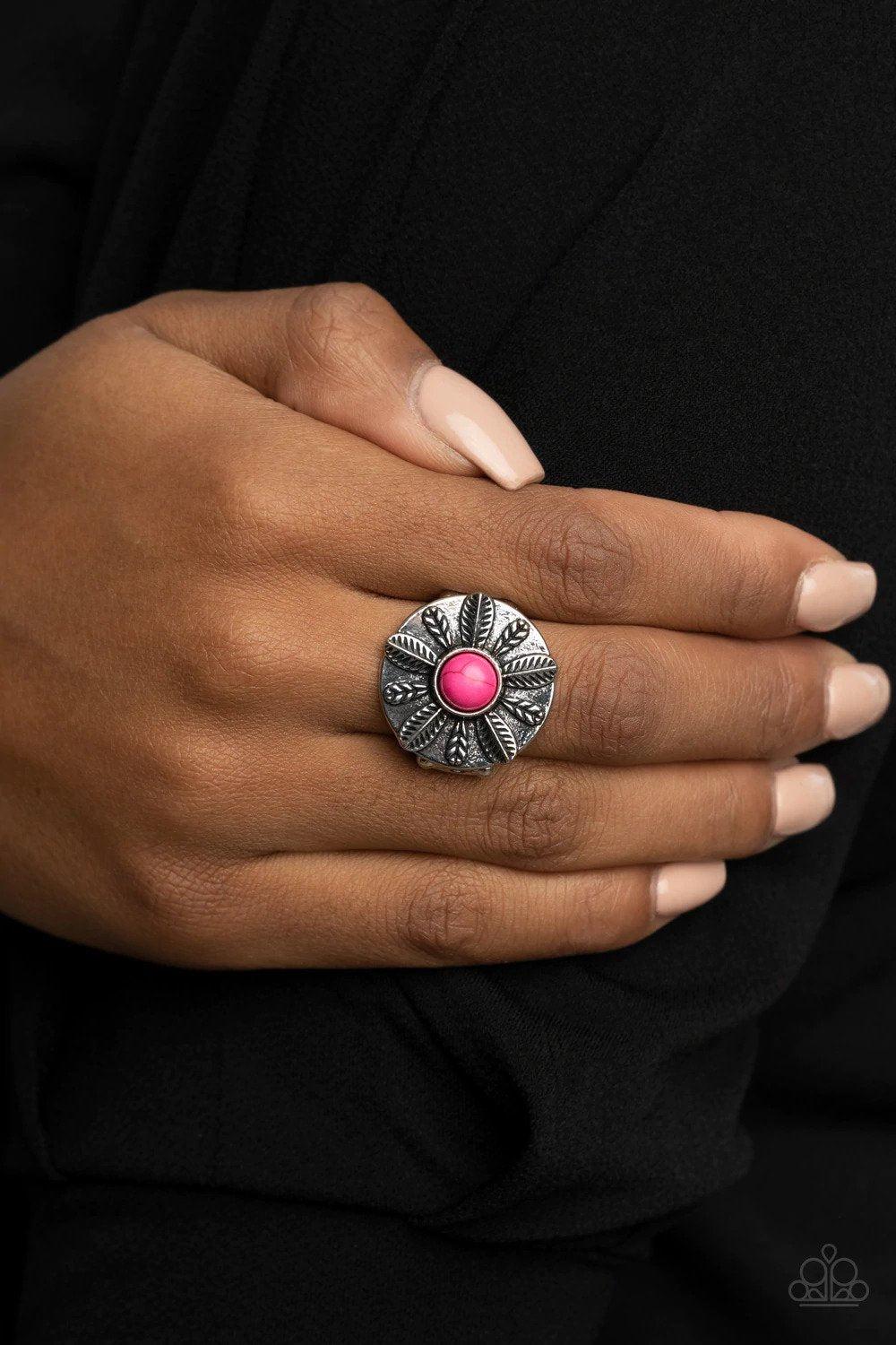 PALMS Reader Pink Ring - Paparazzi Accessories- on model - CarasShop.com - $5 Jewelry by Cara Jewels