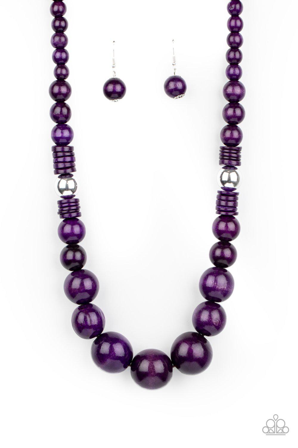 Panama Panorama Purple Wood Necklace - Paparazzi Accessories-CarasShop.com - $5 Jewelry by Cara Jewels