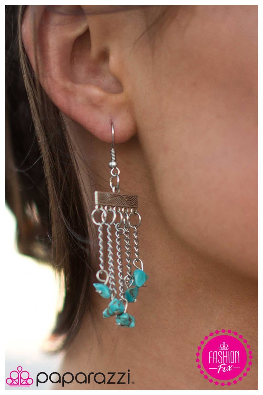 Paparazzi Natural Born Bombshell Turquoise Blue Stone Earrings - Paparazzi Accessories-CarasShop.com - $5 Jewelry by Cara Jewels