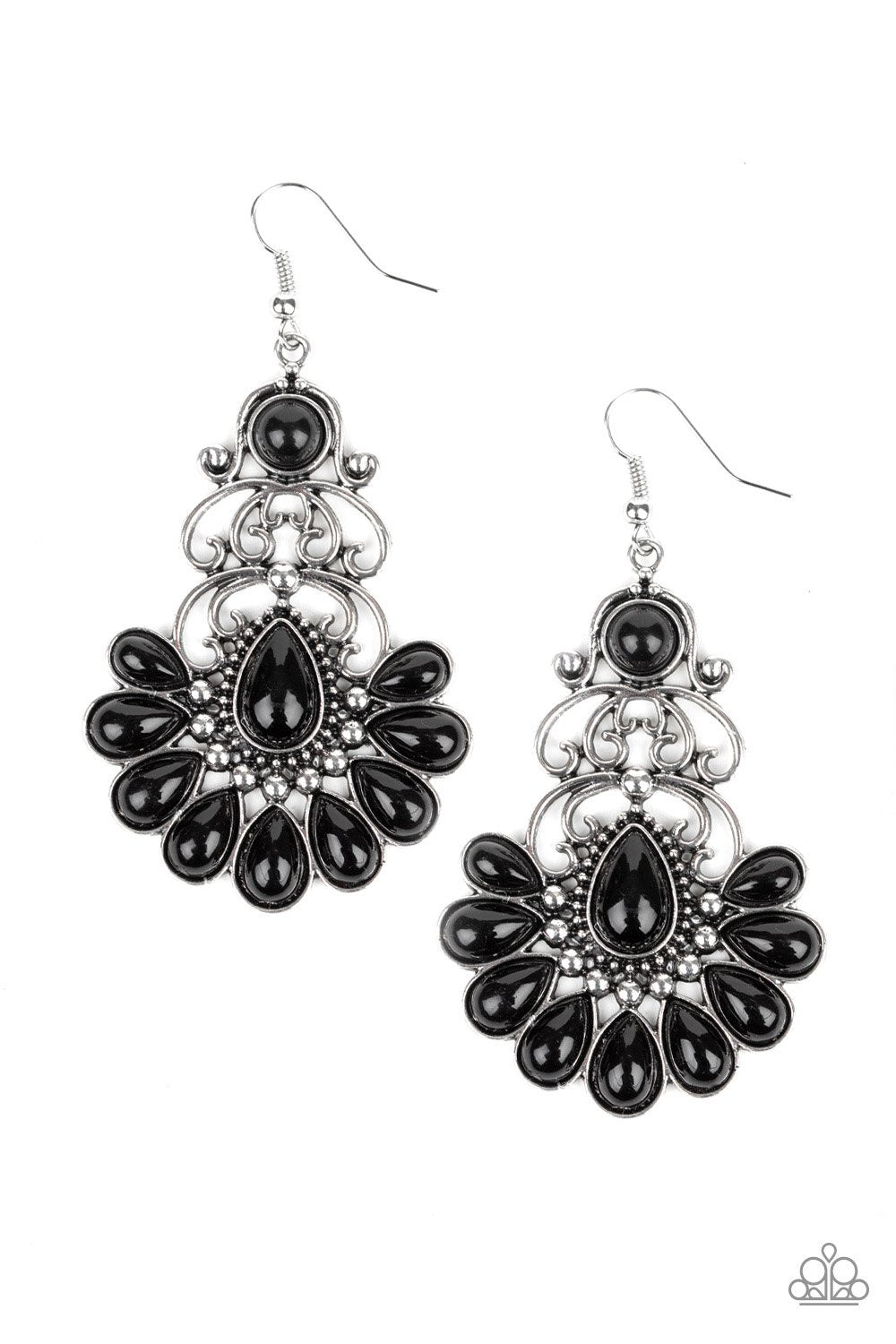 Paradise Parlor Black and Silver Earrings - Paparazzi Accessories - lightbox -CarasShop.com - $5 Jewelry by Cara Jewels