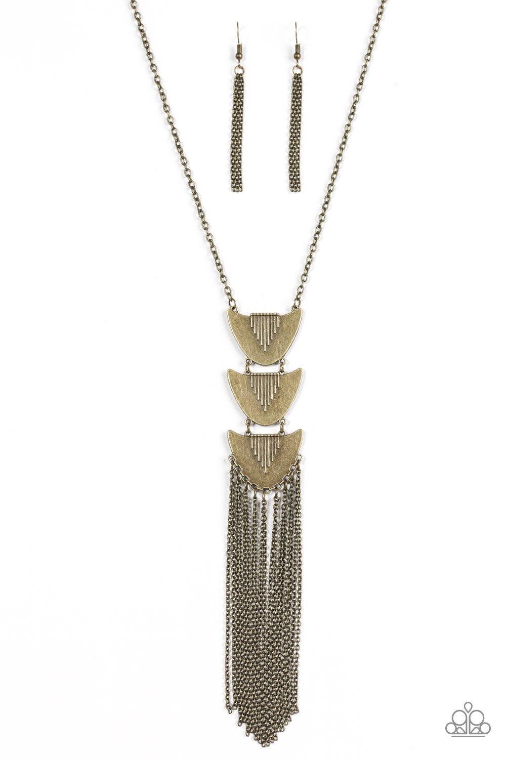 Paradise Prowess Brass Necklace - Paparazzi Accessories-CarasShop.com - $5 Jewelry by Cara Jewels