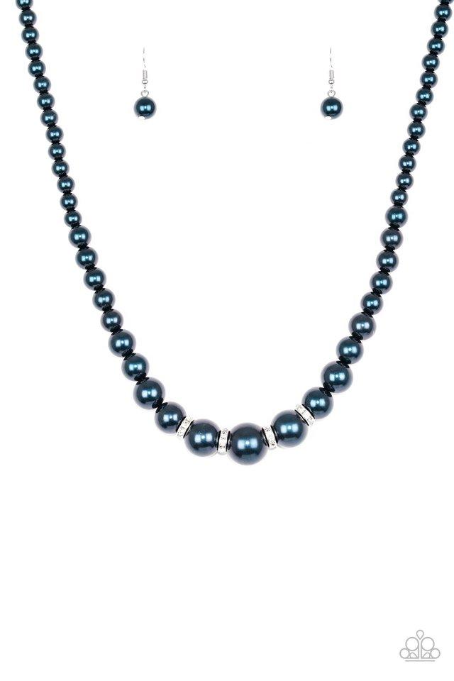 Party Pearls Blue Pearl Necklace - Paparazzi Accessories-CarasShop.com - $5 Jewelry by Cara Jewels