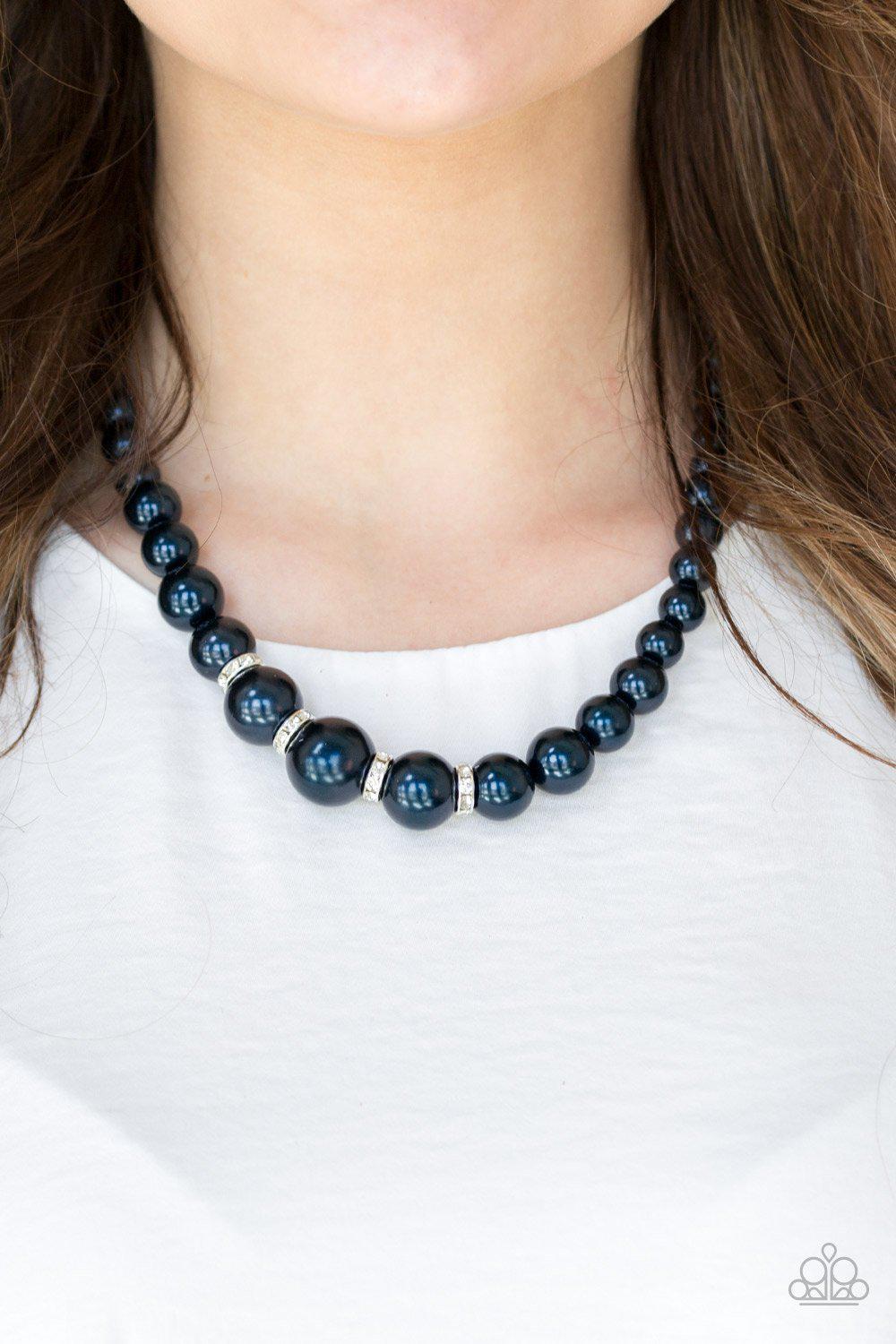 Party Pearls Blue Pearl Necklace - Paparazzi Accessories-CarasShop.com - $5 Jewelry by Cara Jewels