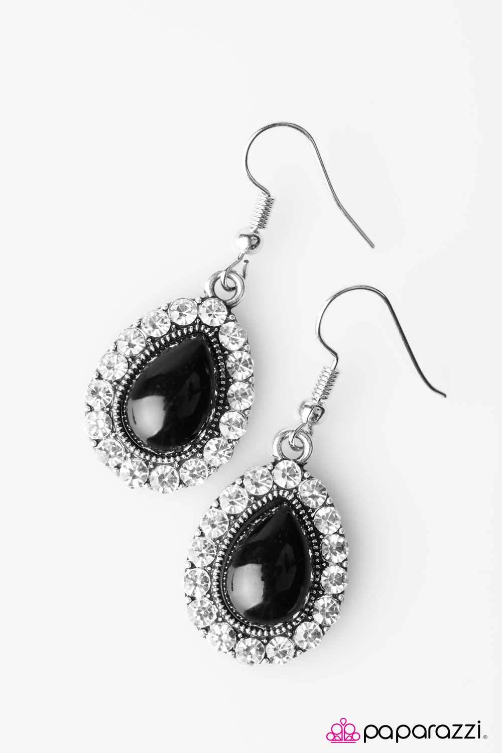 Party Till Dawn Black Earrings - Paparazzi Accessories-CarasShop.com - $5 Jewelry by Cara Jewels