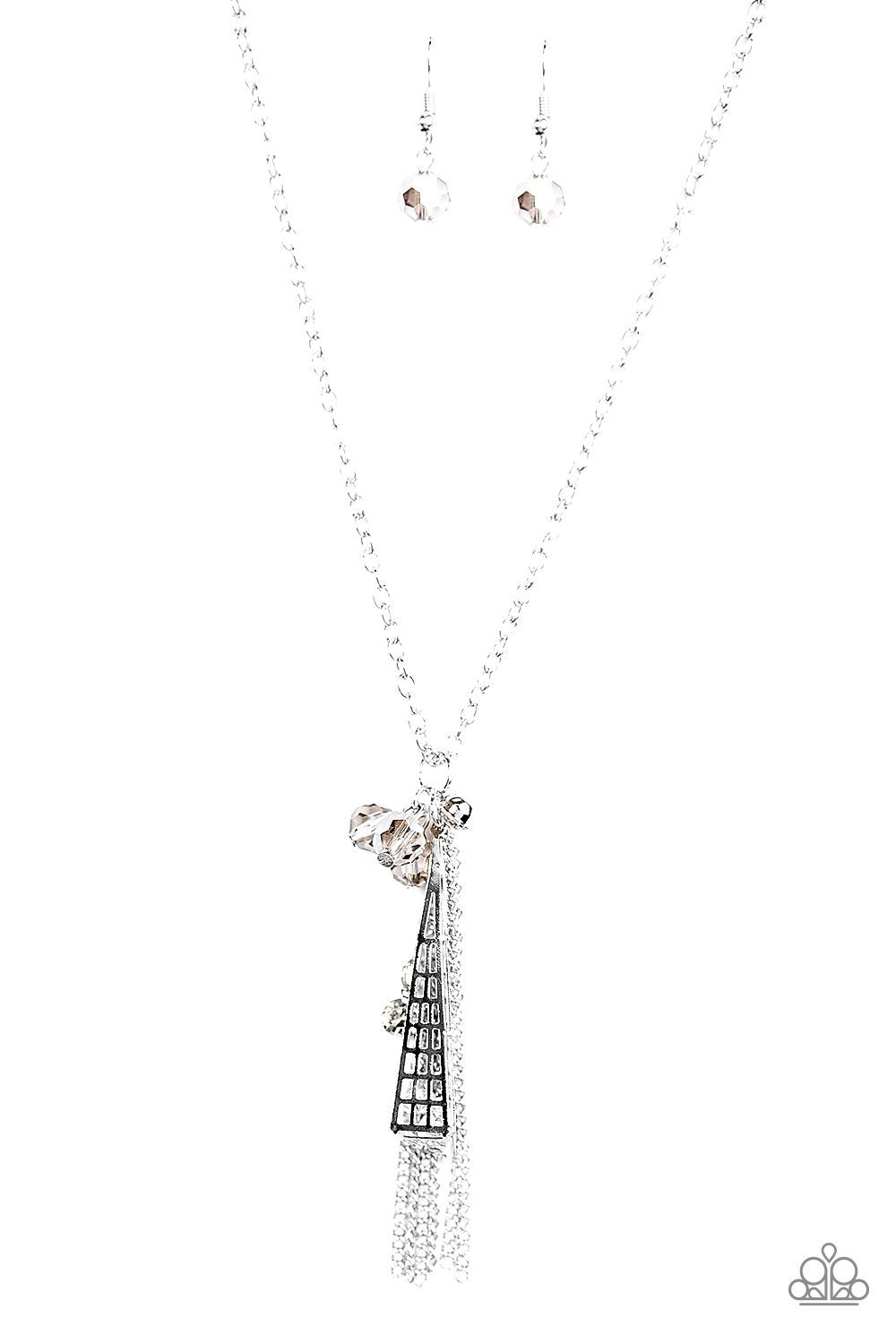Passports and Paris Silver Charm Necklace - Paparazzi Accessories-CarasShop.com - $5 Jewelry by Cara Jewels
