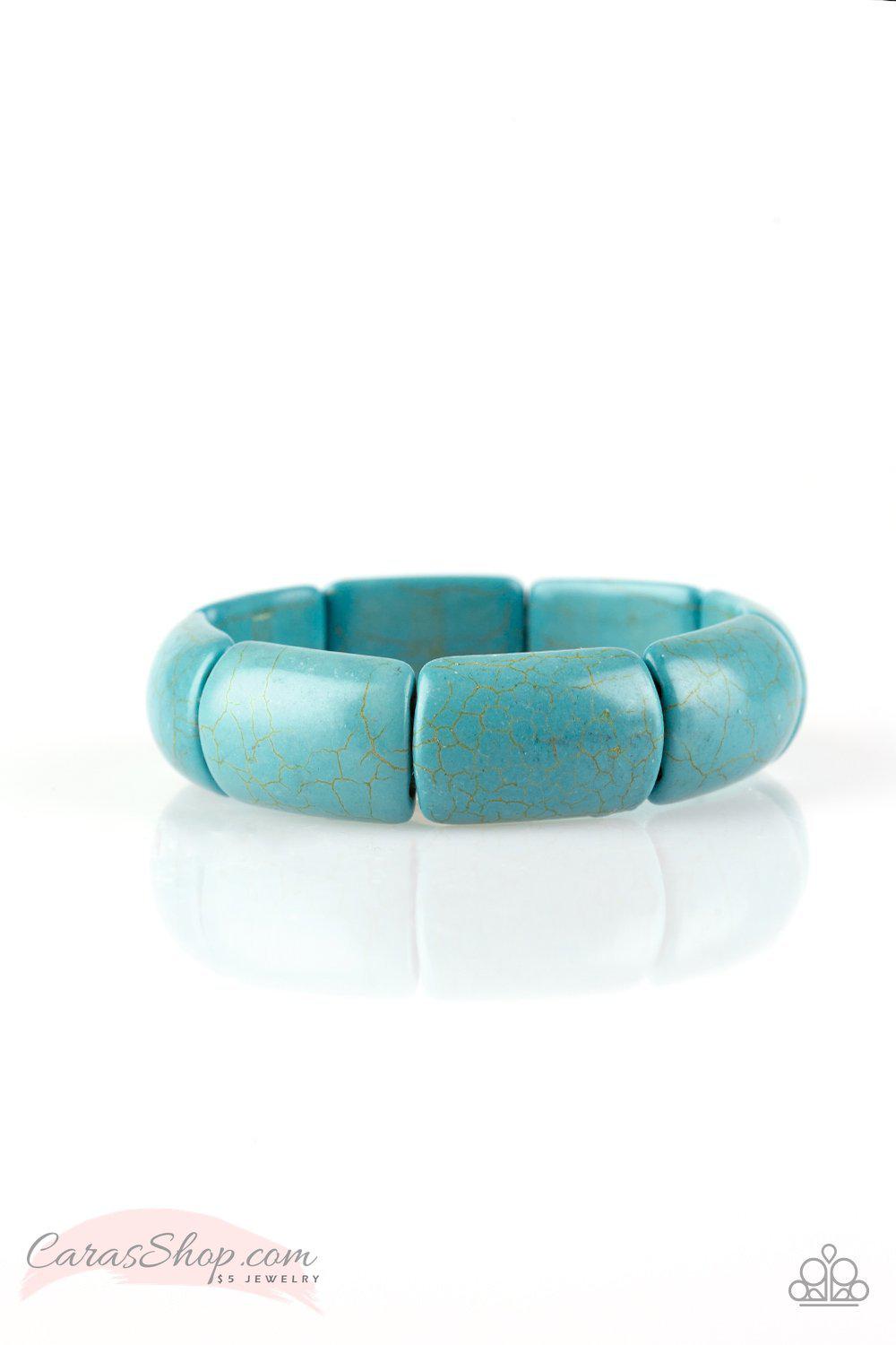 Peace Out - Turquoise Blue Stone Stretch Bracelet - Paparazzi Accessories-CarasShop.com - $5 Jewelry by Cara Jewels