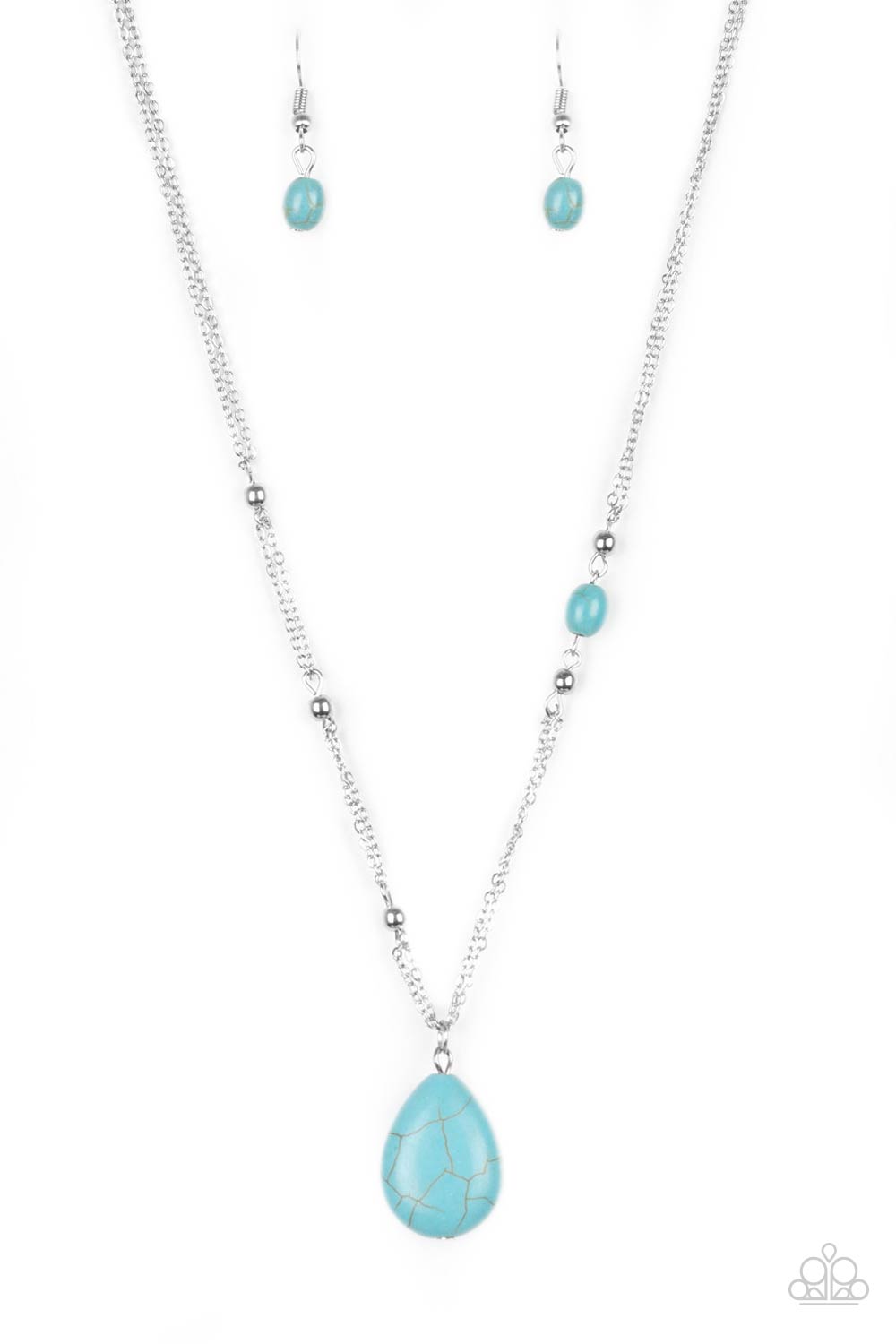 Peaceful Prairies Turquoise Blue Stone Necklace - Paparazzi Accessories- lightbox - CarasShop.com - $5 Jewelry by Cara Jewels