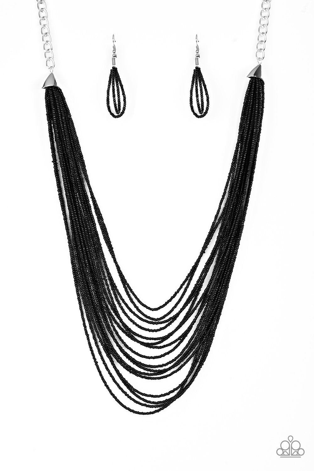 Peacefully Pacific Black Seed Bead Necklace - Paparazzi Accessories-CarasShop.com - $5 Jewelry by Cara Jewels