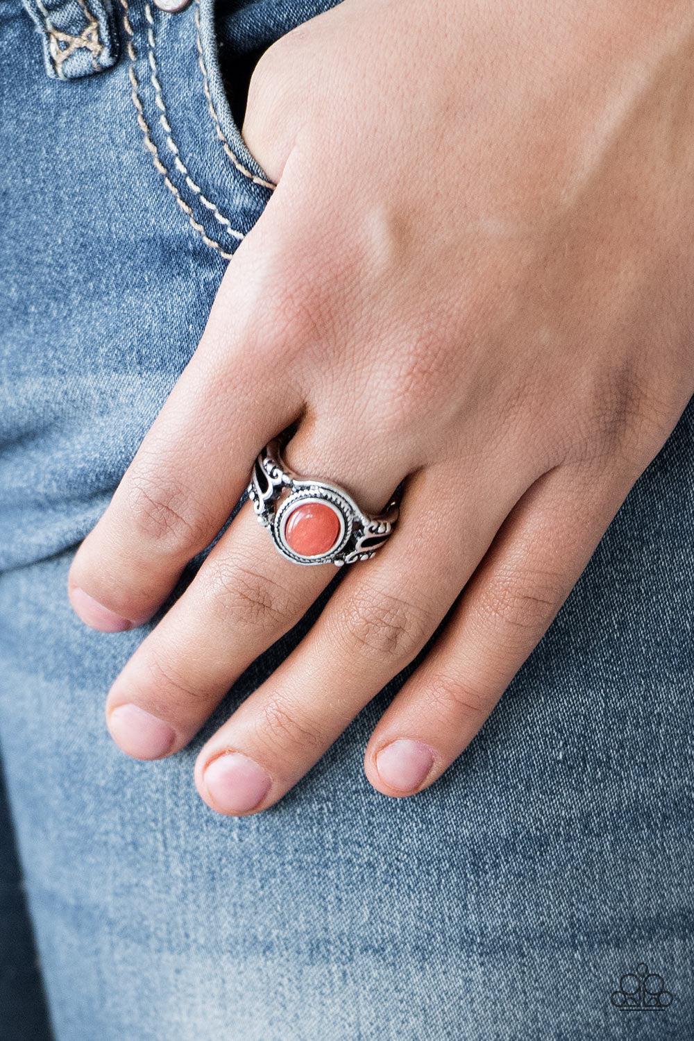Peacefully Peaceful Orange Cat&#39;s Eye Stone Ring - Paparazzi Accessories-on model - CarasShop.com - $5 Jewelry by Cara Jewels