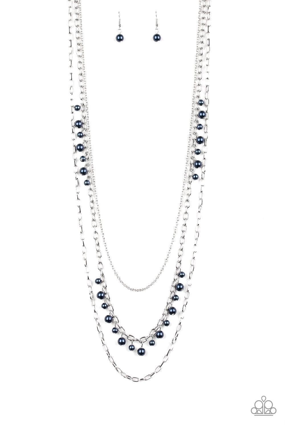 Pearl Pageant Blue Necklace - Paparazzi Accessories- lightbox - CarasShop.com - $5 Jewelry by Cara Jewels