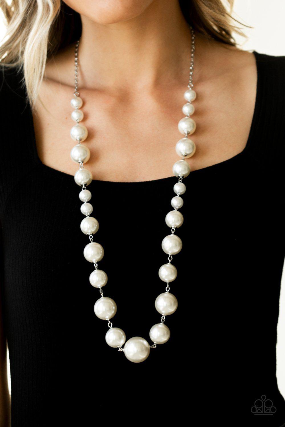 Pearl Prodigy White Pearl Necklace - Paparazzi Accessories-CarasShop.com - $5 Jewelry by Cara Jewels
