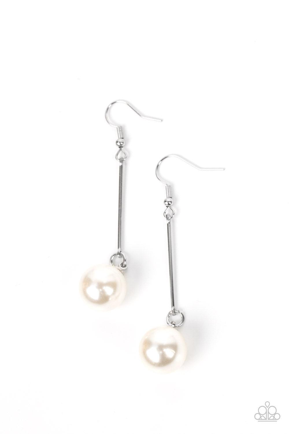 Pearl Redux White Earrings - Paparazzi Accessories- lightbox - CarasShop.com - $5 Jewelry by Cara Jewels