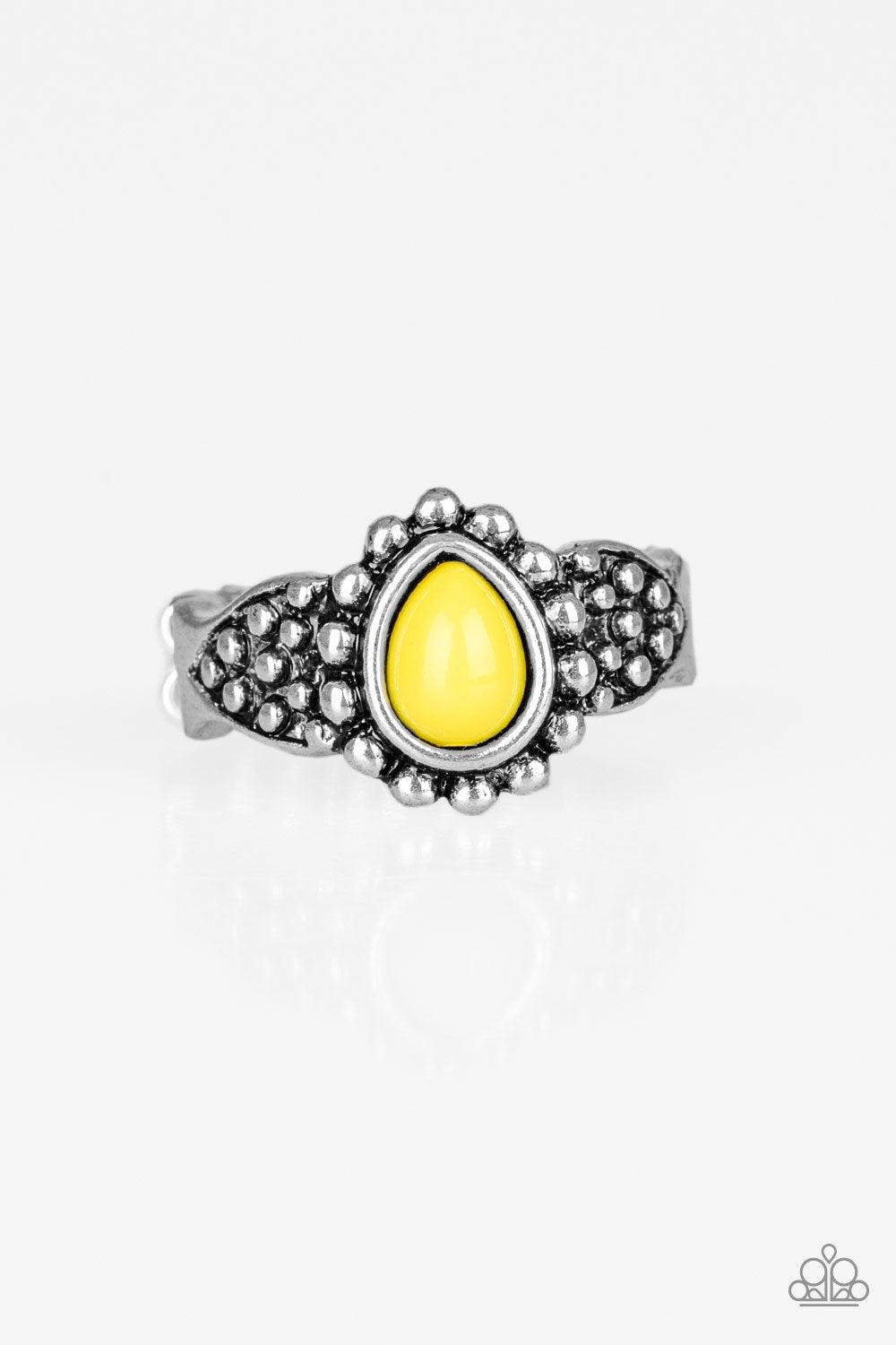 Pep Talk Yellow and Silver Ring - Paparazzi Accessories-CarasShop.com - $5 Jewelry by Cara Jewels