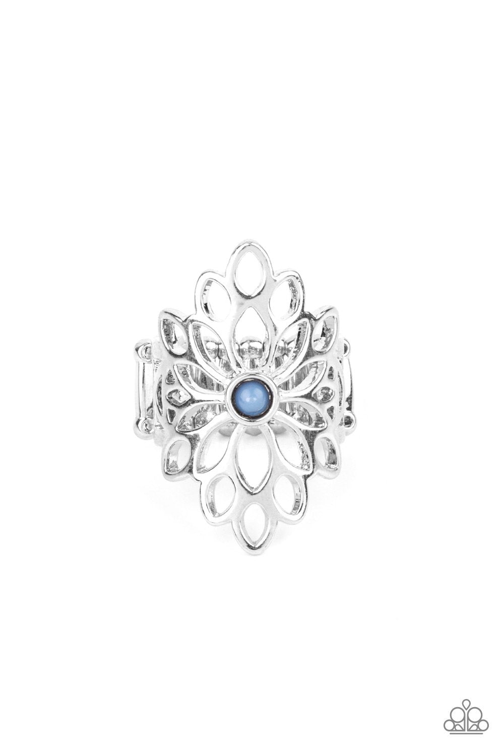 Perennial Daydream Blue and Silver Ring - Paparazzi Accessories 2021 Convention Exclusive- lightbox - CarasShop.com - $5 Jewelry by Cara Jewels