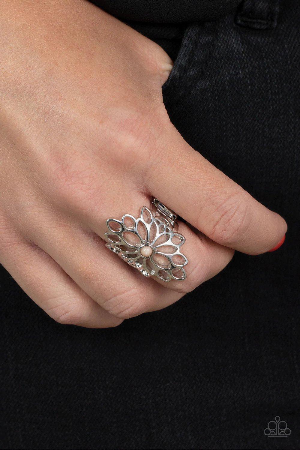 Perennial Daydream Brown Ring - Paparazzi Accessories- on model - CarasShop.com - $5 Jewelry by Cara Jewels