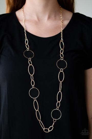 Perfect MISMATCH Gold Necklace - Paparazzi Accessories - model -CarasShop.com - $5 Jewelry by Cara Jewels