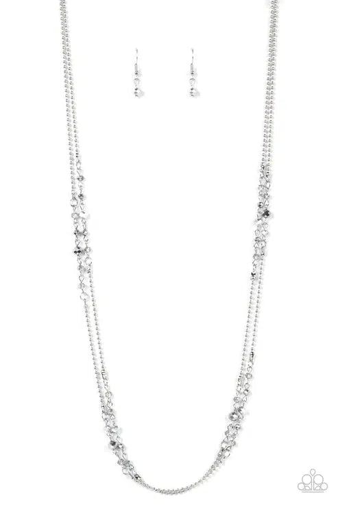 Petitely Prismatic Silver Necklace - Paparazzi Accessories- lightbox - CarasShop.com - $5 Jewelry by Cara Jewels