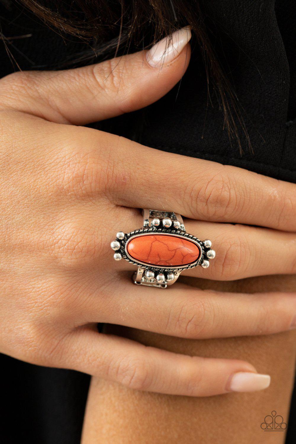Pioneer Paradise Orange Stone Ring - Paparazzi Accessories - model -CarasShop.com - $5 Jewelry by Cara Jewels
