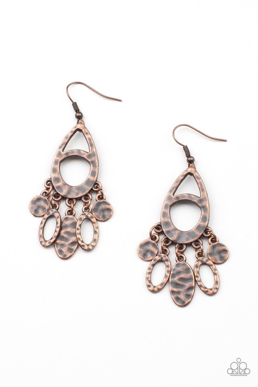 PLAINS Jane Copper Earrings - Paparazzi Accessories- lightbox - CarasShop.com - $5 Jewelry by Cara Jewels