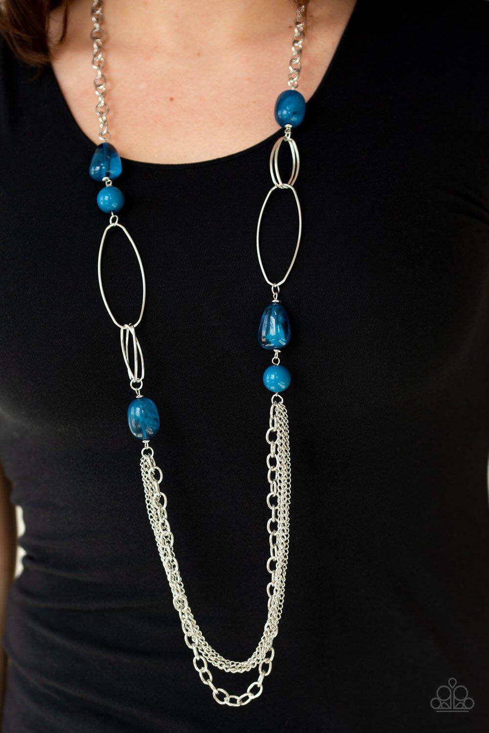 Pleasant Promenade Blue Necklace - Paparazzi Accessories- lightbox - CarasShop.com - $5 Jewelry by Cara Jewels