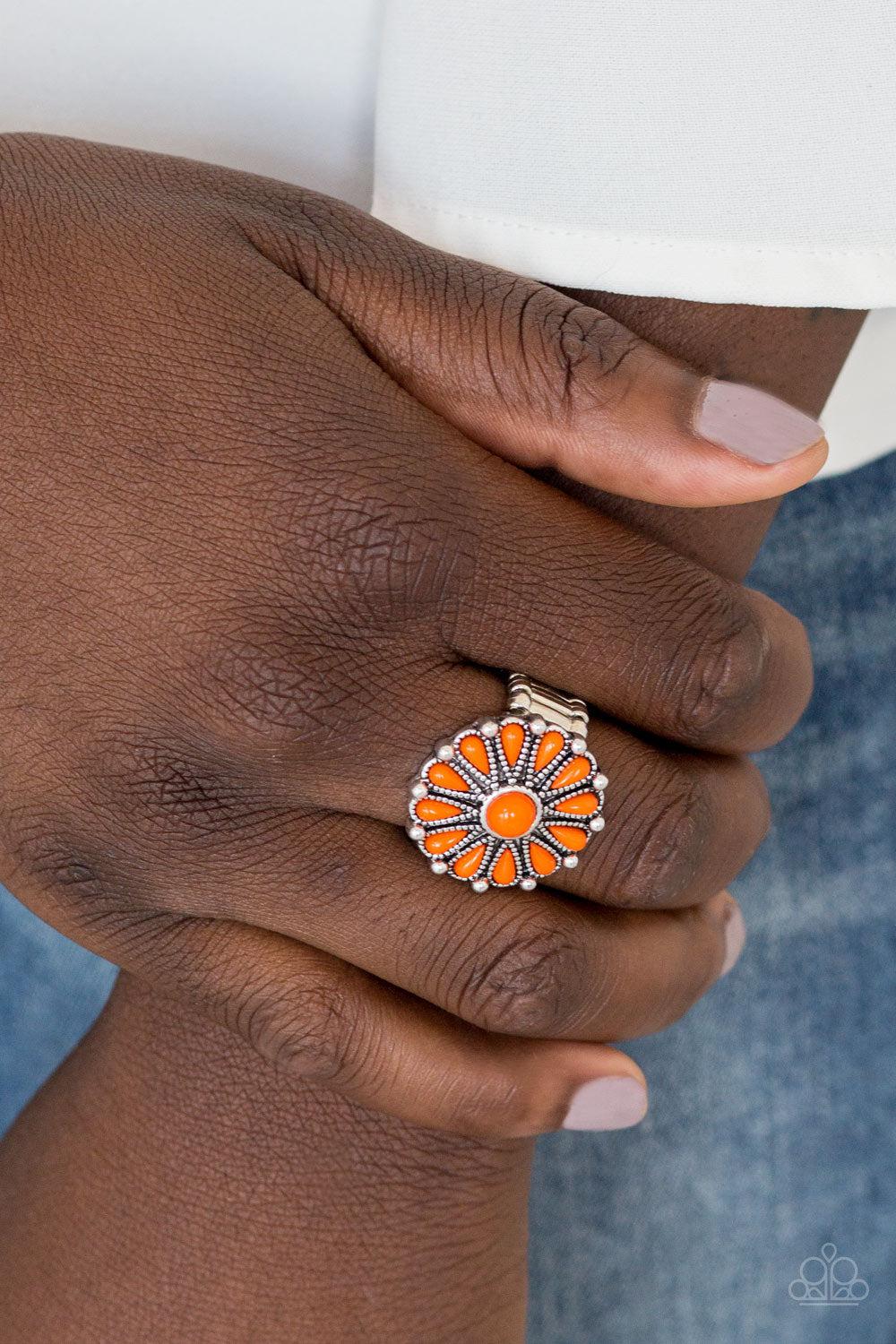 Poppy Pop-tastic Orange Ring - Paparazzi Accessories- on model - CarasShop.com - $5 Jewelry by Cara Jewels