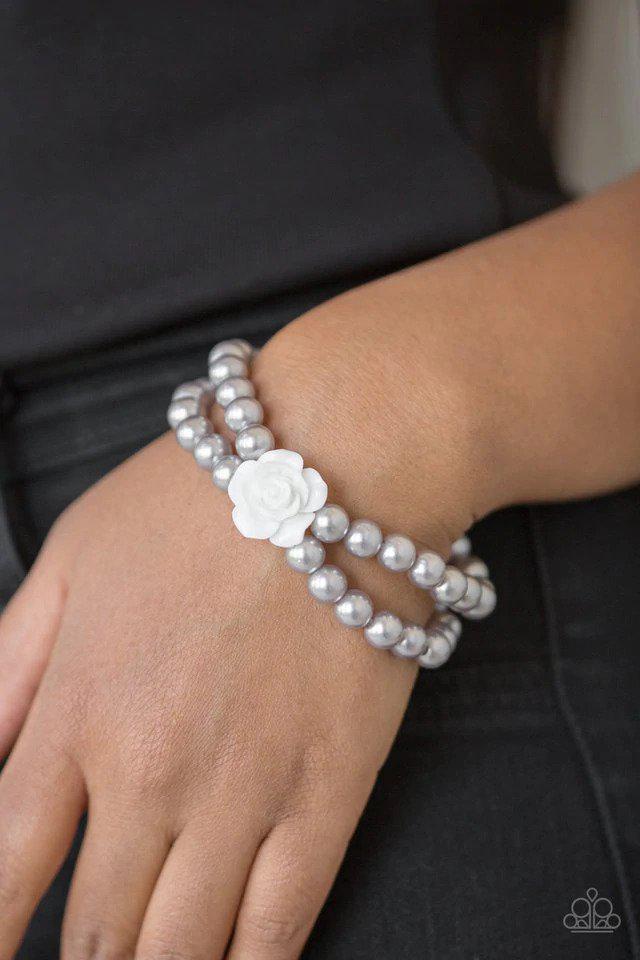 Posh and Posy Silver Bracelet - Paparazzi Accessories- on model - CarasShop.com - $5 Jewelry by Cara Jewels