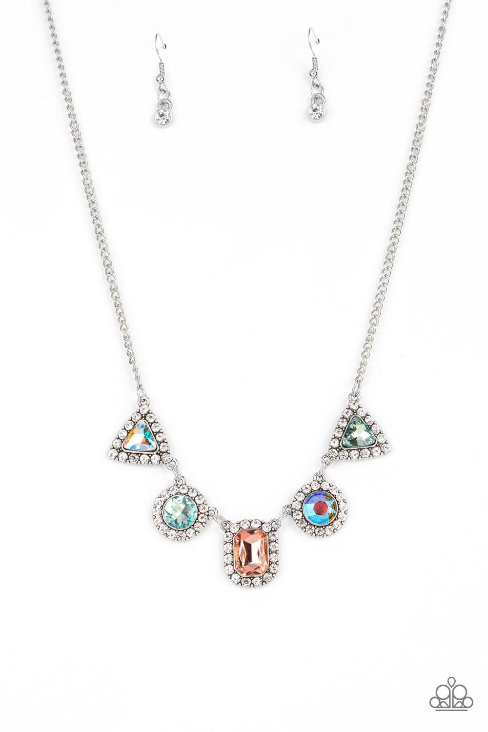 Posh Party Avenue Multi Iridescent Rhinestone Necklace - Paparazzi Accessories- lightbox - CarasShop.com - $5 Jewelry by Cara Jewels