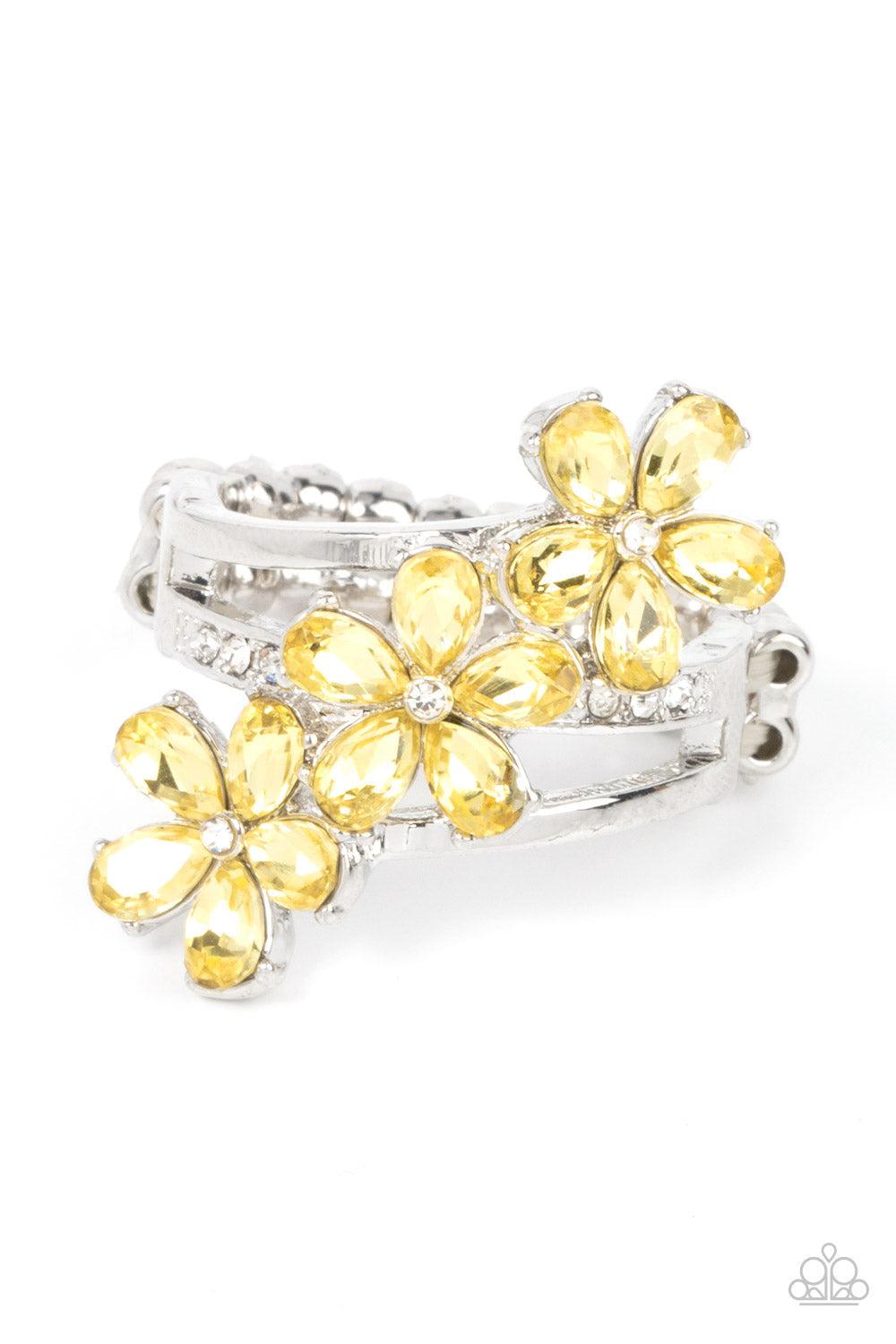 Posh Petals Yellow Flower Ring - Paparazzi Accessories- lightbox - CarasShop.com - $5 Jewelry by Cara Jewels