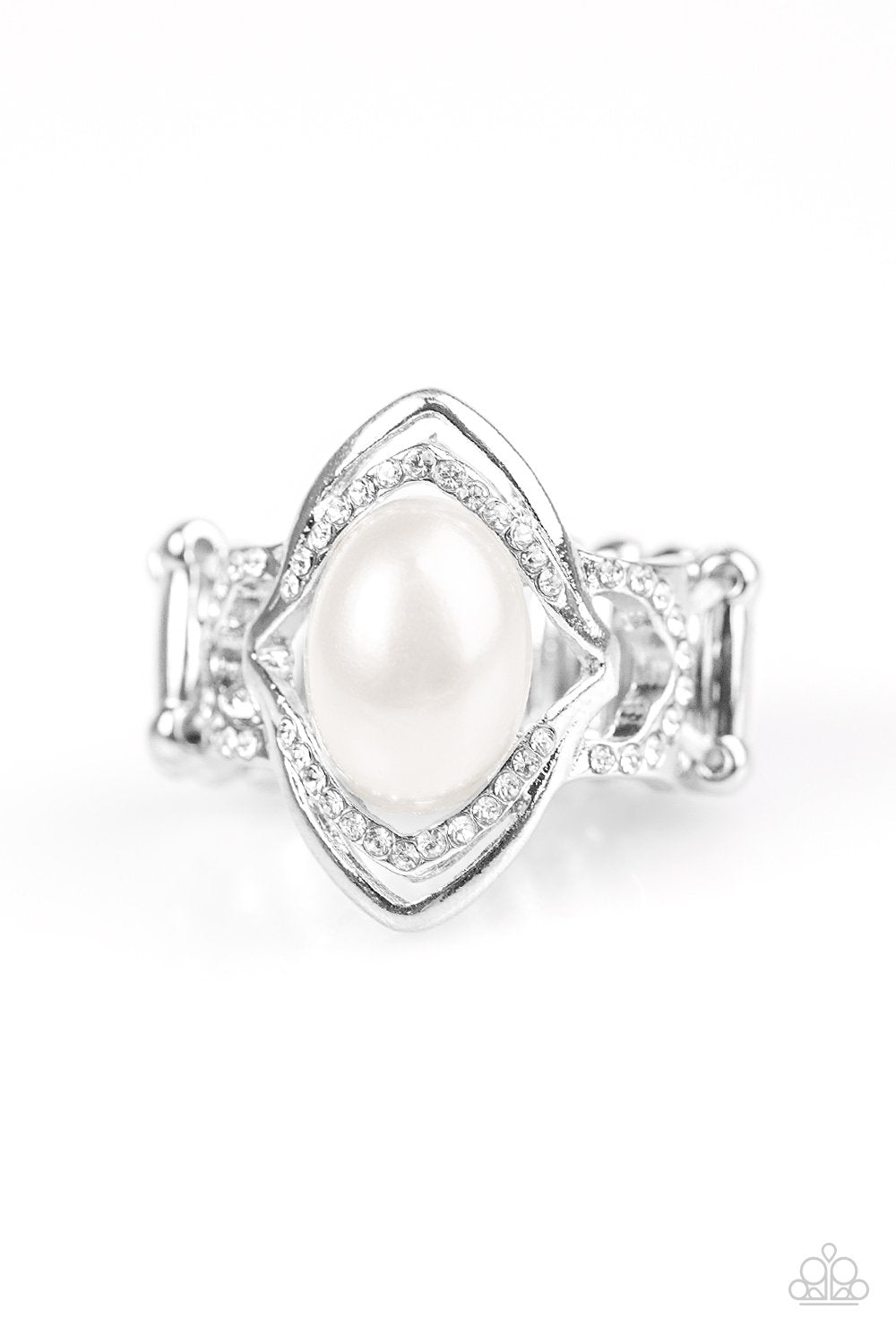 Positively Posh White Pearl Ring - Paparazzi Accessories-CarasShop.com - $5 Jewelry by Cara Jewels